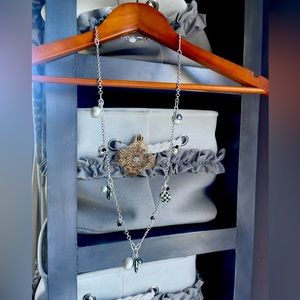 MacKenzie-Childs Courtley check long necklace 34” pearl